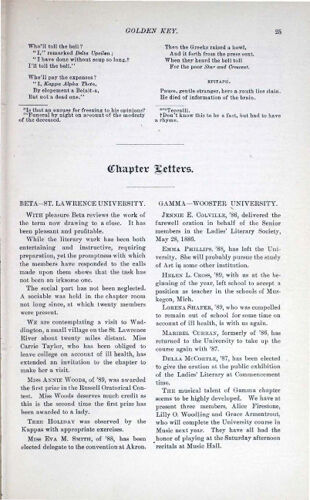 Chapter Letters: Beta - St. Lawrence University, June 1886 (image)